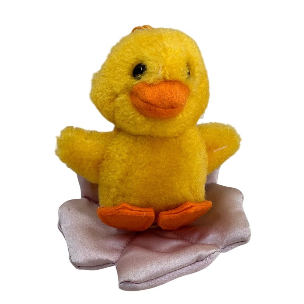 Dakin Plush Duck Flower Vintage 1983 Dew Drops Yellow Chick Stuffed Animal Toy